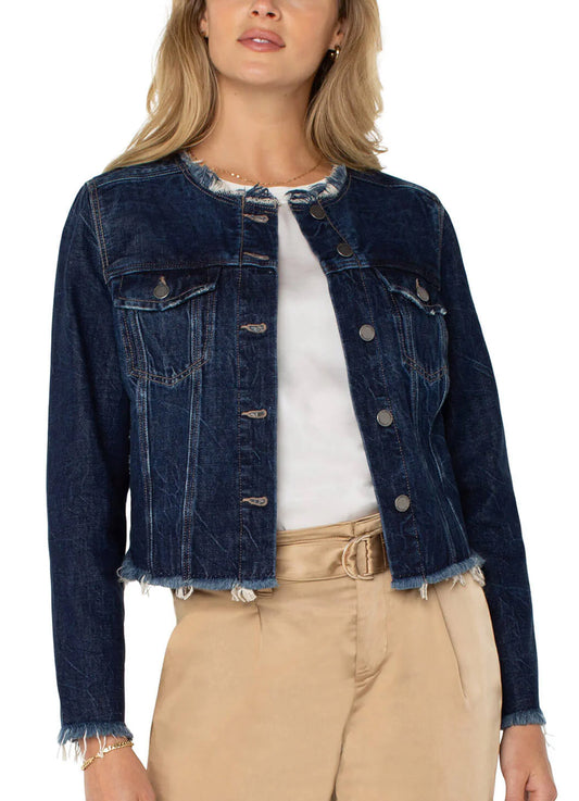 Liverpool Classic Jean Jacket Frayed Edges