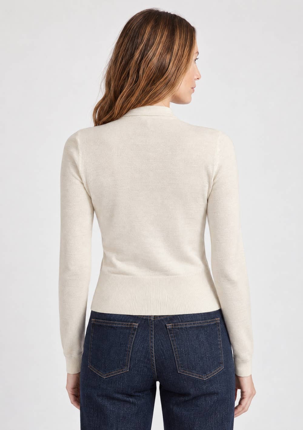 Button Wrap Cardigan With Wide Rib Hem: CREAM / S
