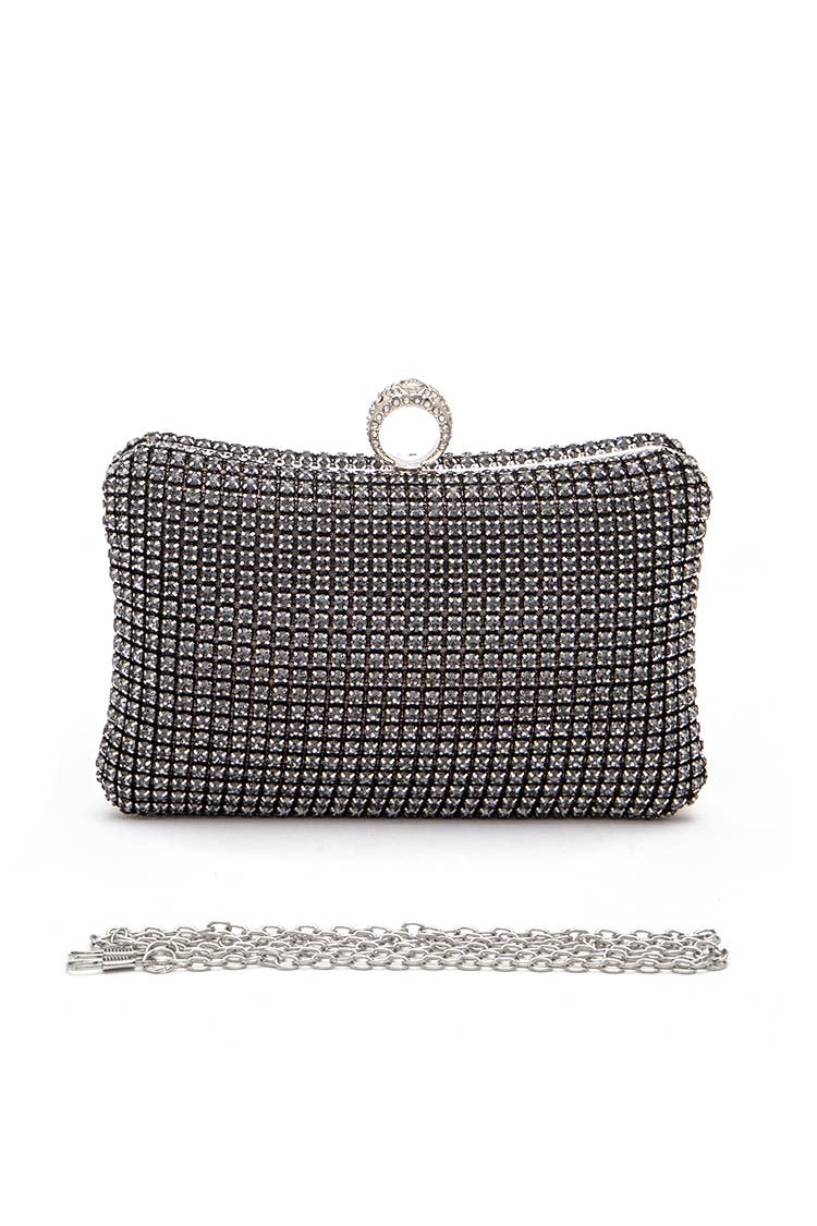 Rhinestone Statement Box Clutch: Gold
