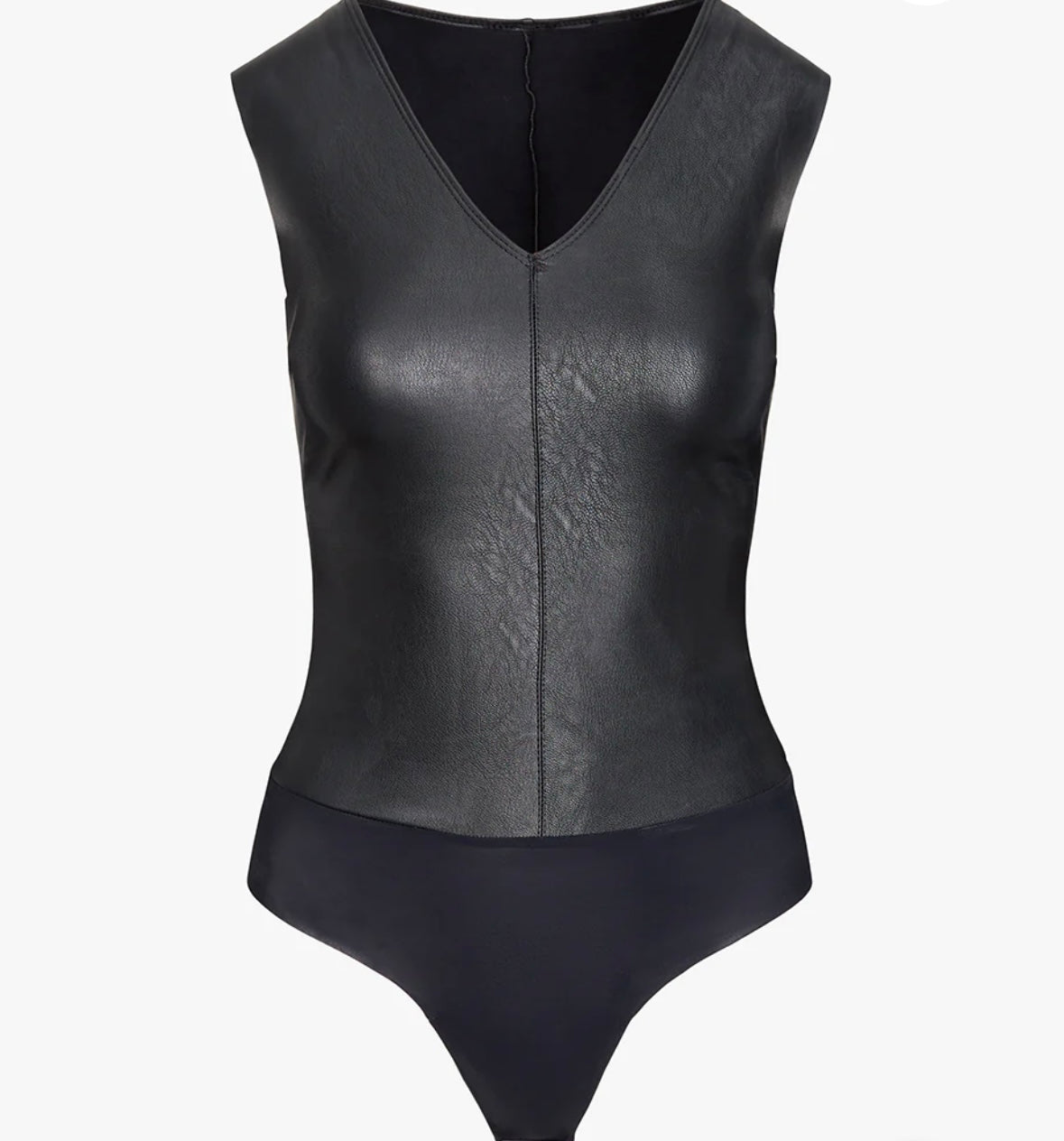 Commando Faux Leather Deep v bodysuit