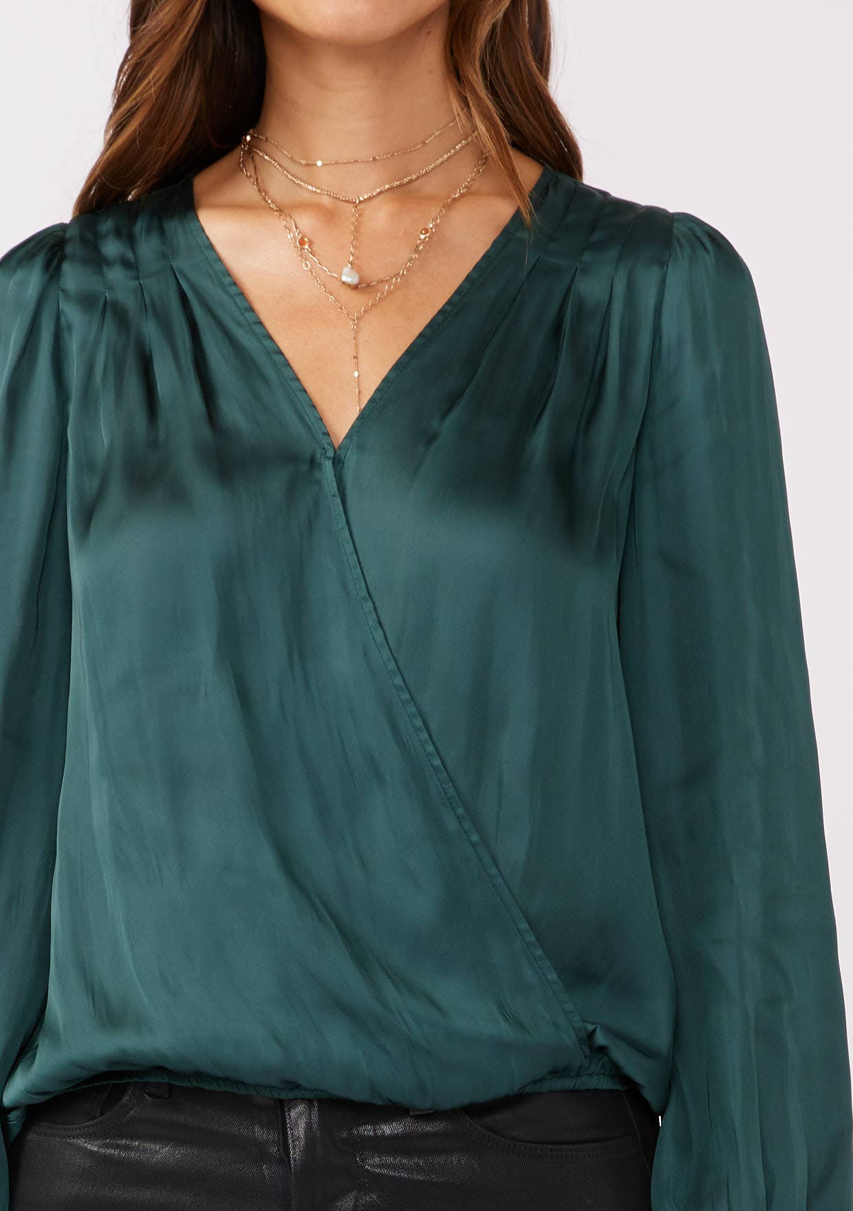 V-Neck Raglan Sleeve Top: Teal / XS