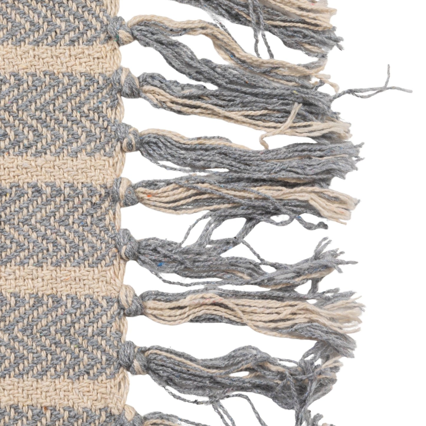 Creative Coop Woven Cotton Throw With Fringe - Blue Natural Stripe