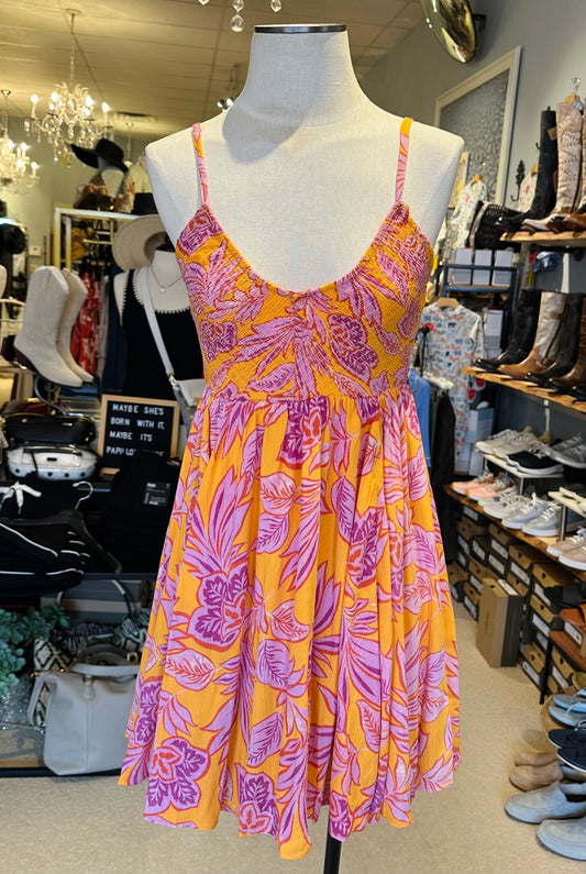 Angie Marigold Smocked Mini