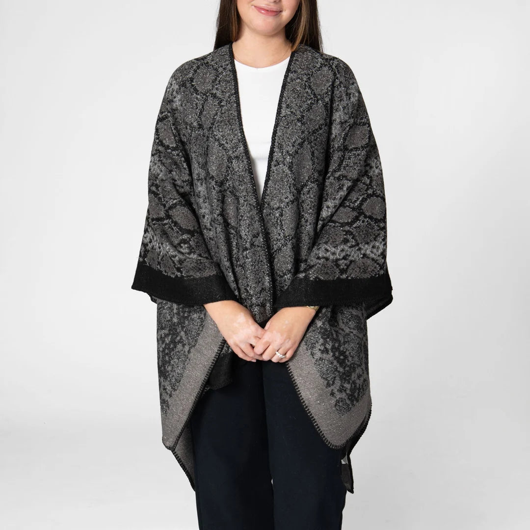 San Diego Hat Co. Reese Snake Print Poncho