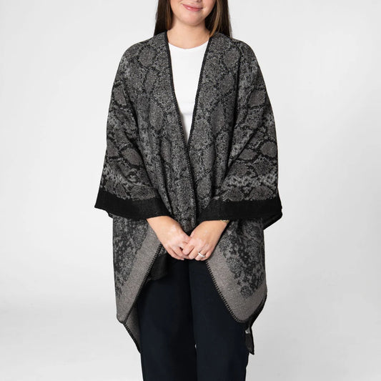 San Diego Hat Co. Reese Snake Print Poncho