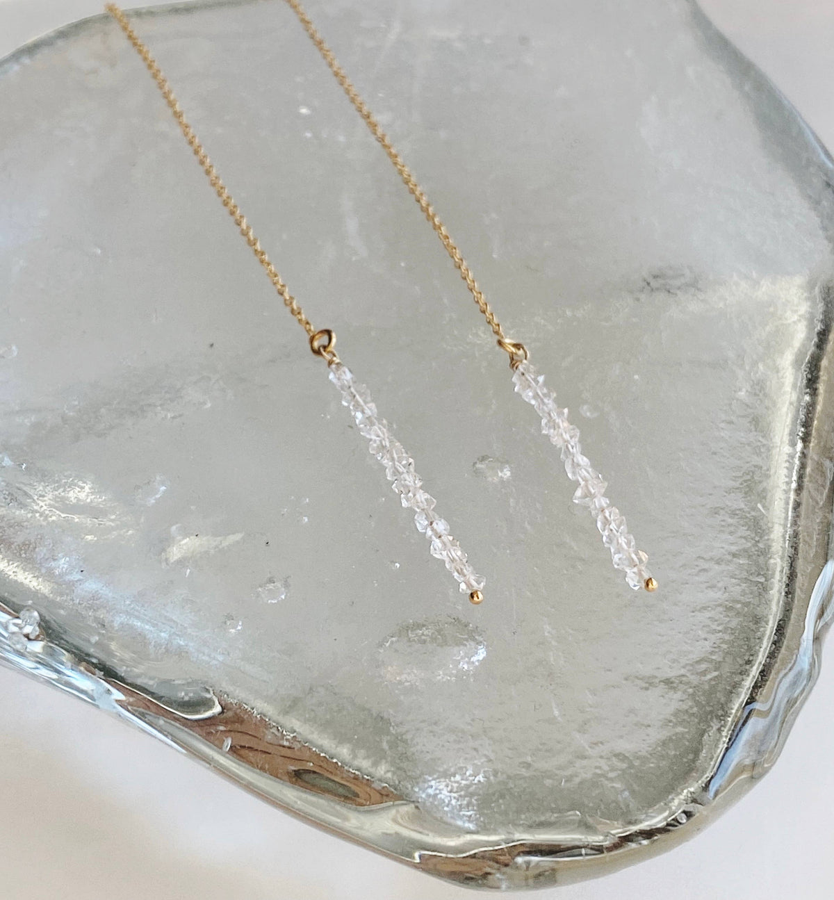 Herkimer diamond threader earrings: Gold Filled