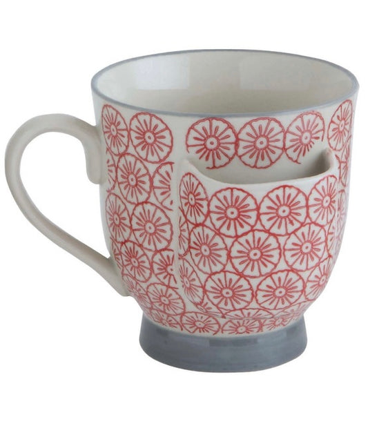 Creative Co-op Stoneware Mugs With Tea Bag Holder