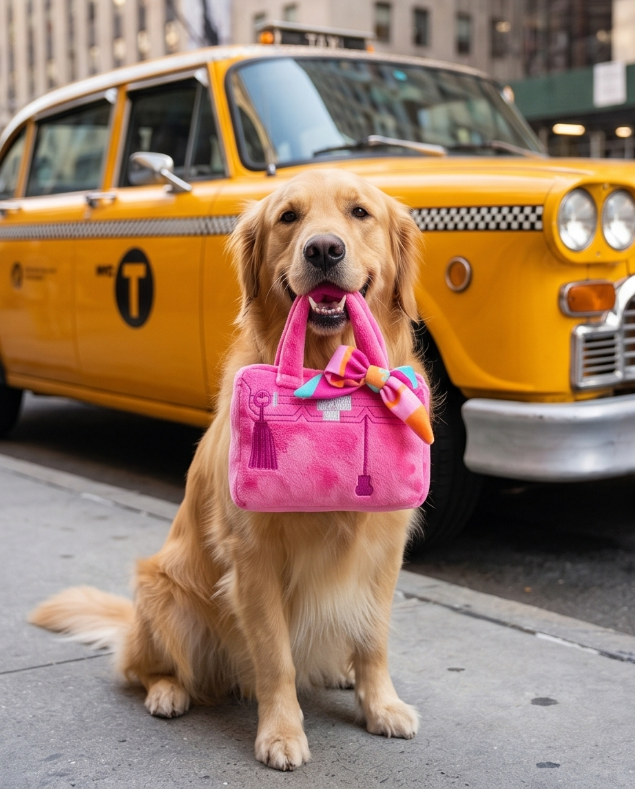 Barkin Bag -  Pink w/ Scarf Squeaker Dog Toy: Large