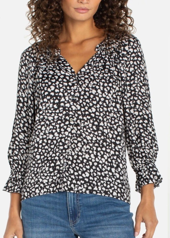 Liverpool Black and Cream Hearts Blouse