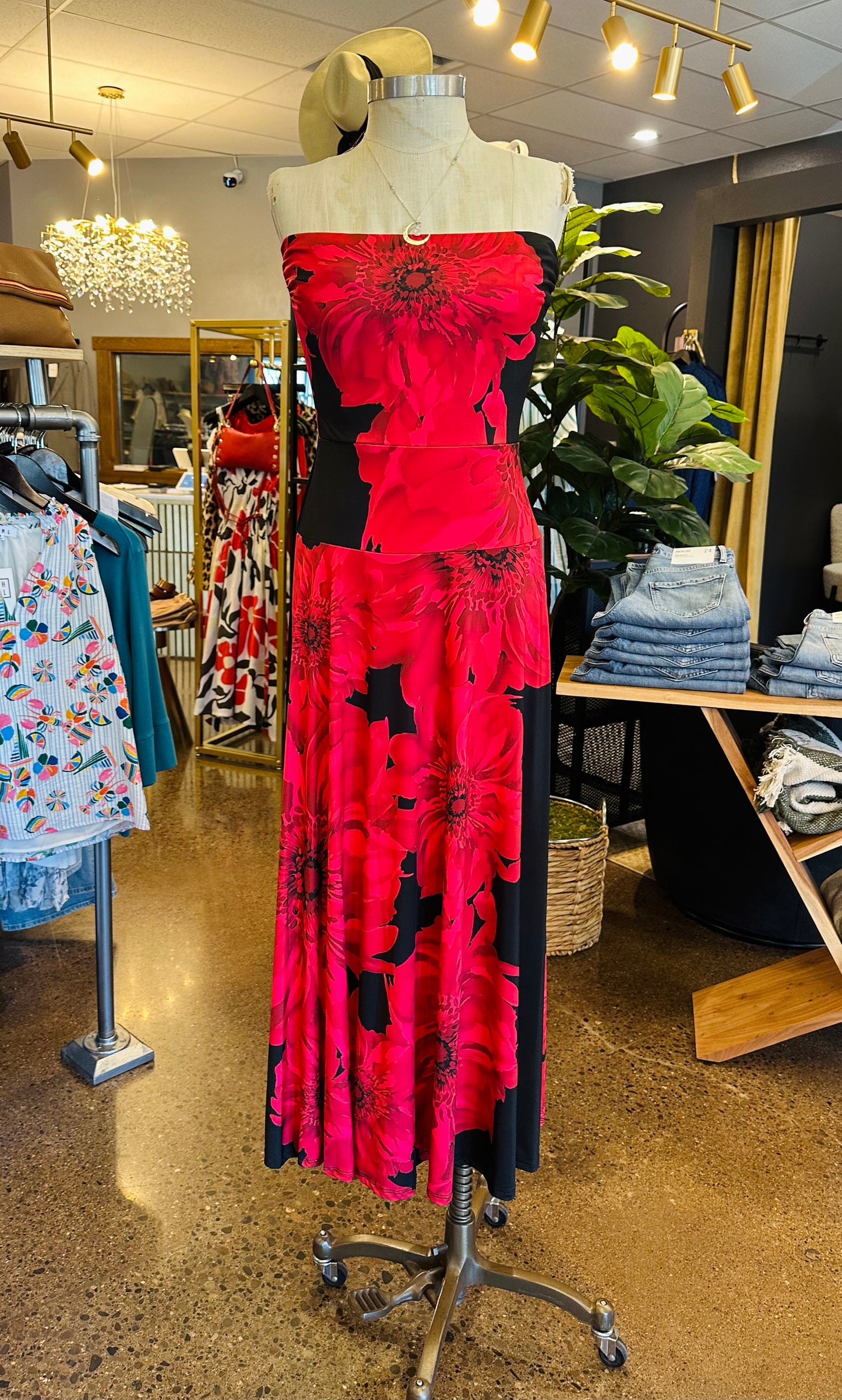 Ariella Printed Strapless Dress