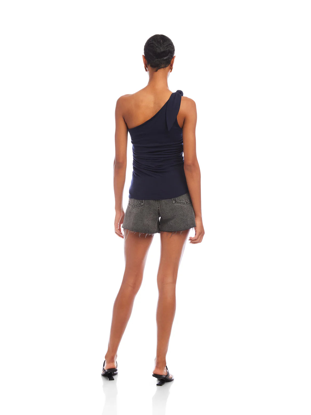 Fifteen Twenty Harper One Shoulder Tie Top Navy