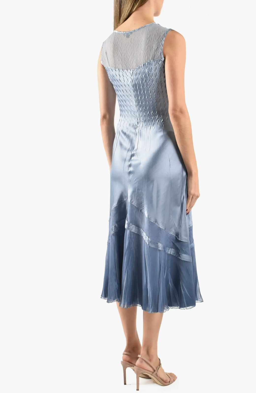 Komarov Persian Blue Ombré Dress With Ruffle Jacket