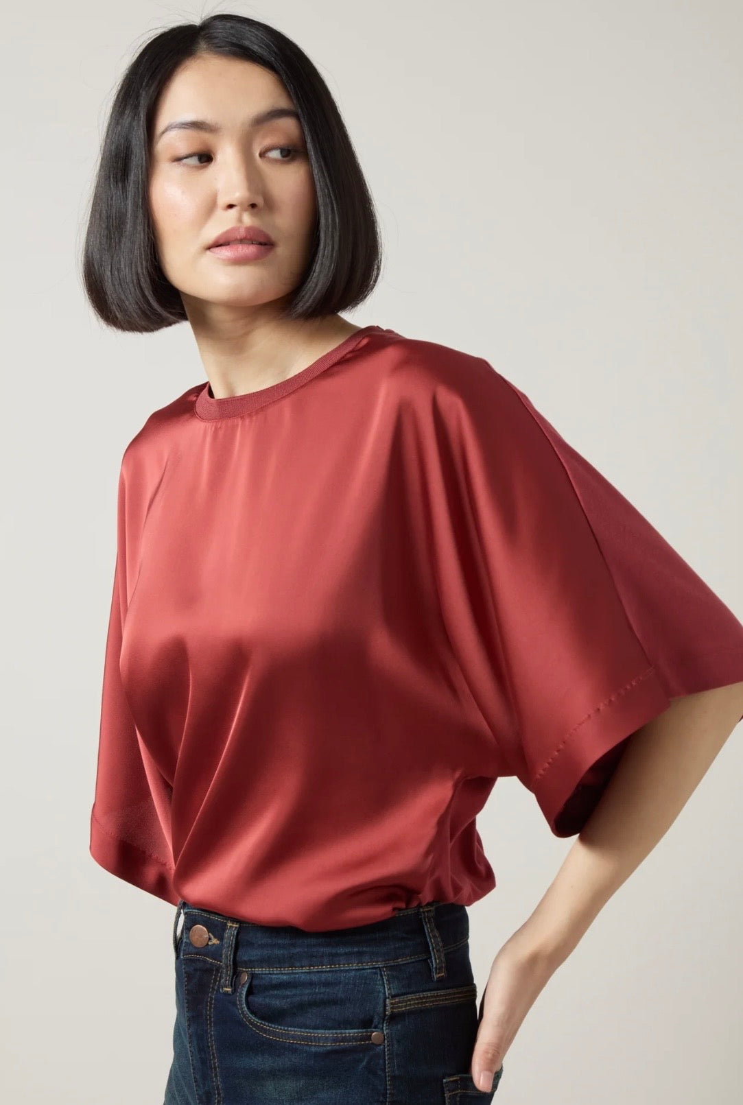 Lysse Ginger Mix-Media Dolman Tee