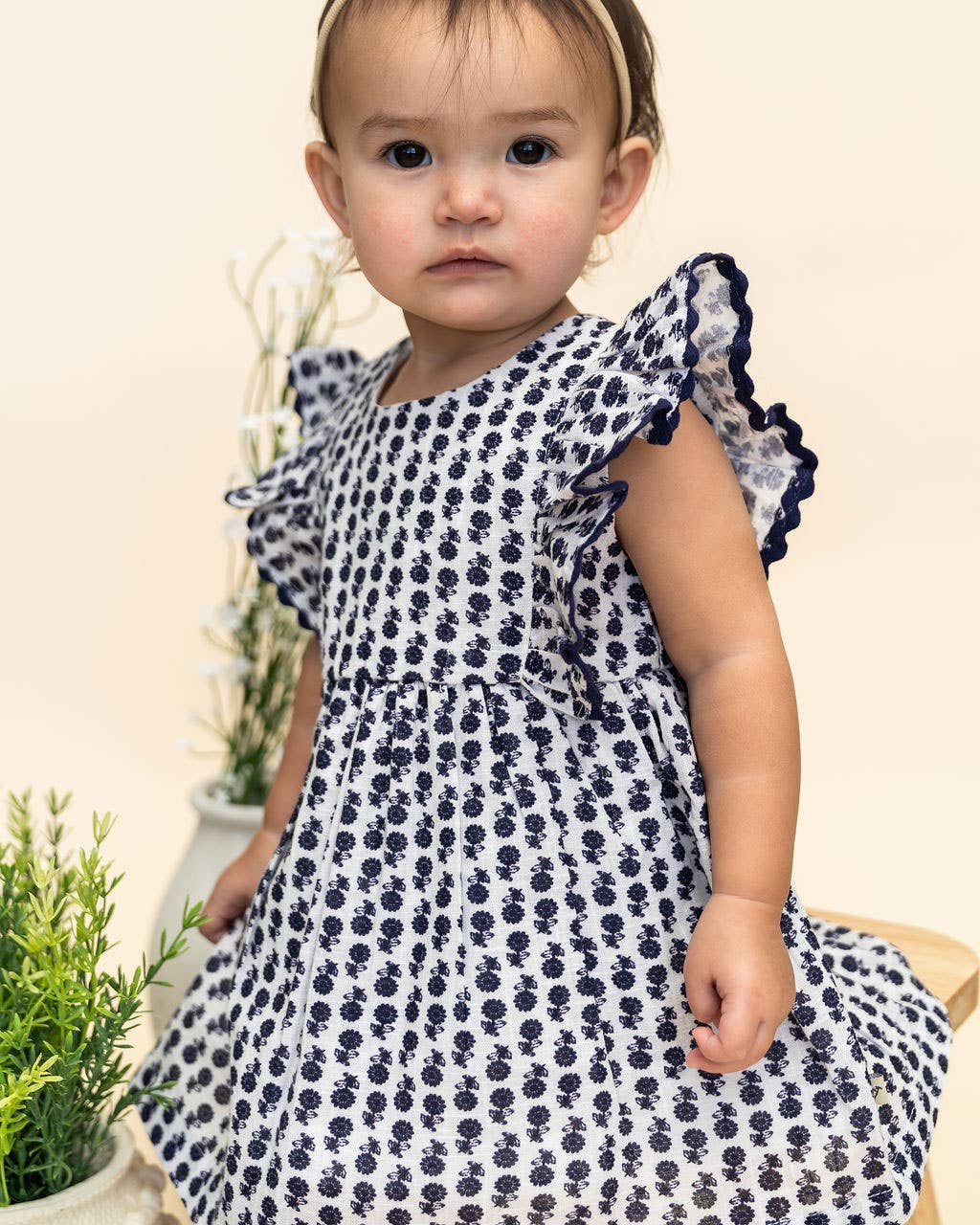 Viverano Organics Jamie Blue Floral Baby Dress W/Bloomers
