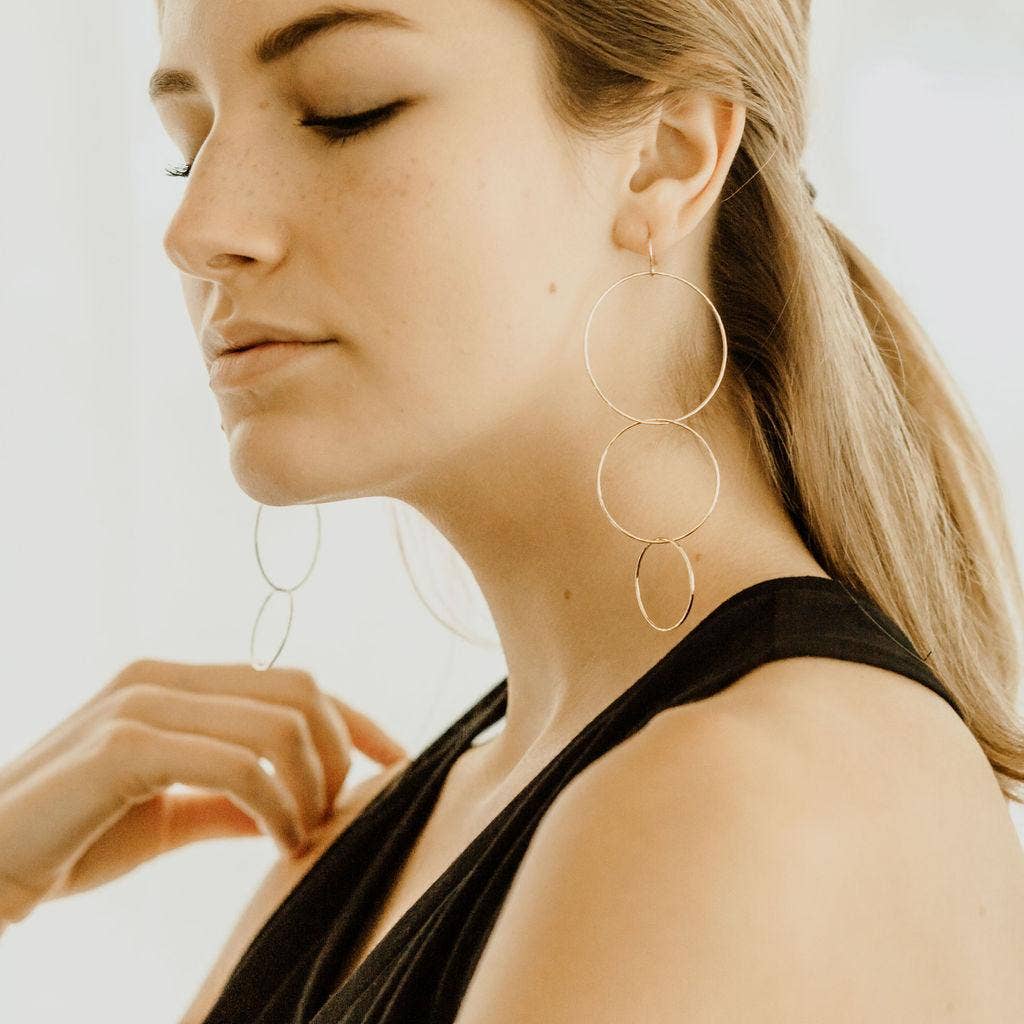 HARLOW Triple Drop Earrings: Gold Plated