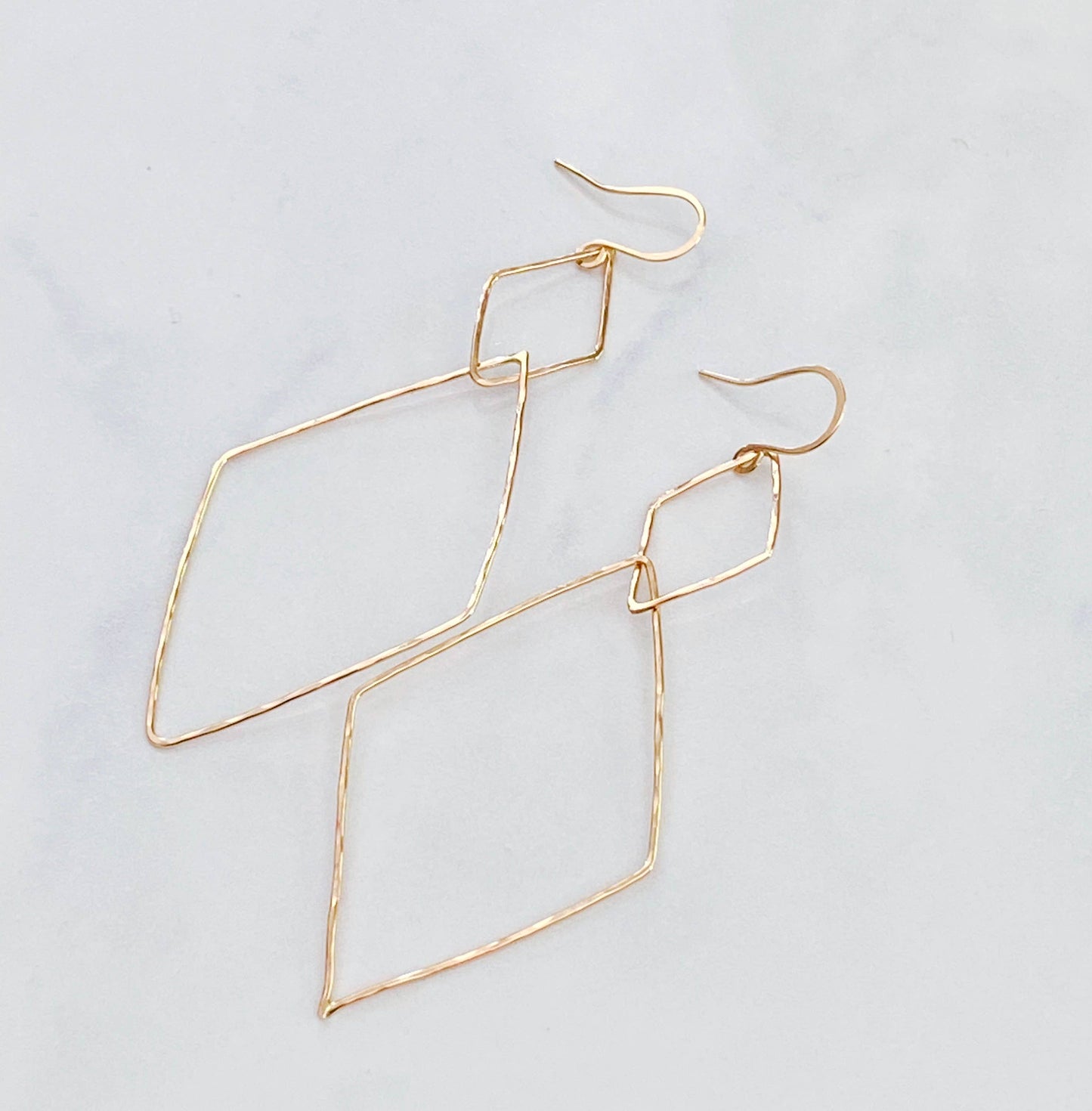 Double diamond dangle earring: Gold Filled