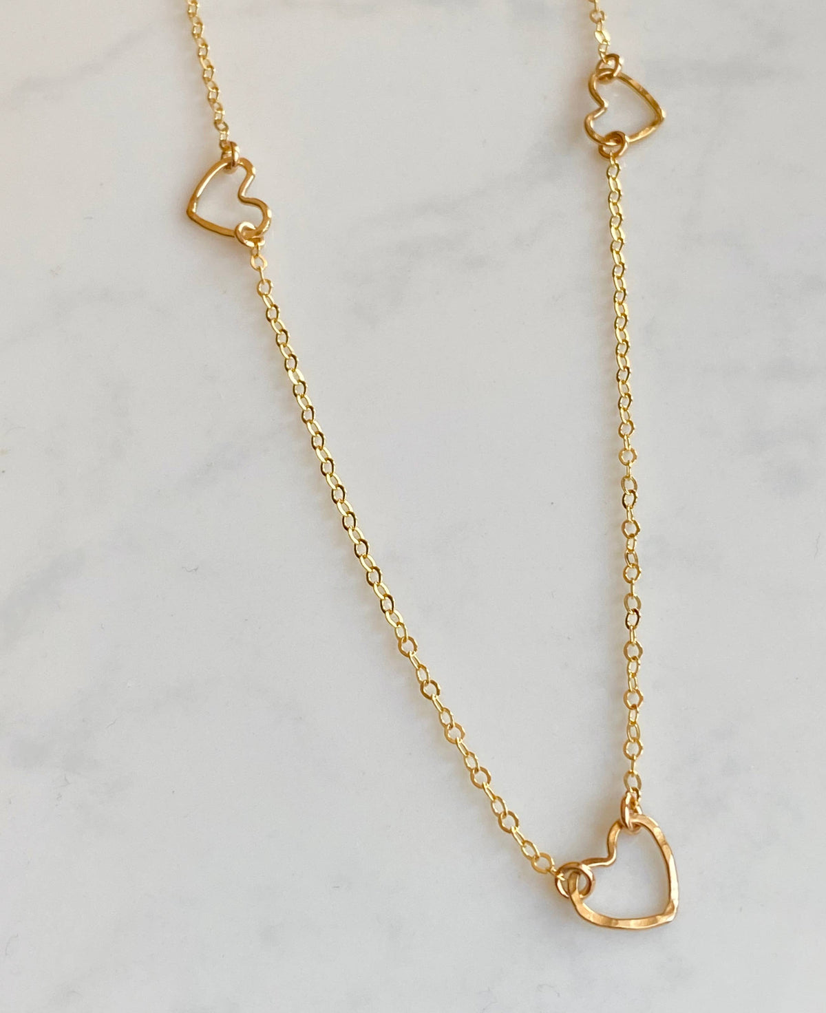 Triple tiny heart necklace: Gold Filled
