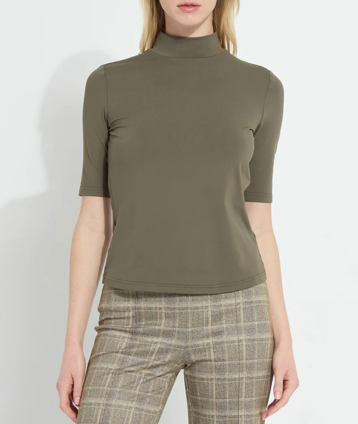 Lysse Clara Mockneck Elbow Sleeve Top