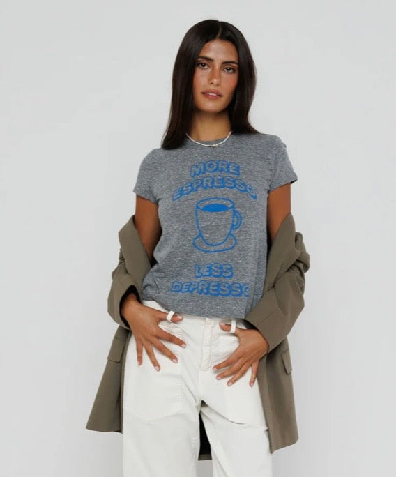 Sunny Somewhere More Espresso Less Depresso Femme Crew Tee