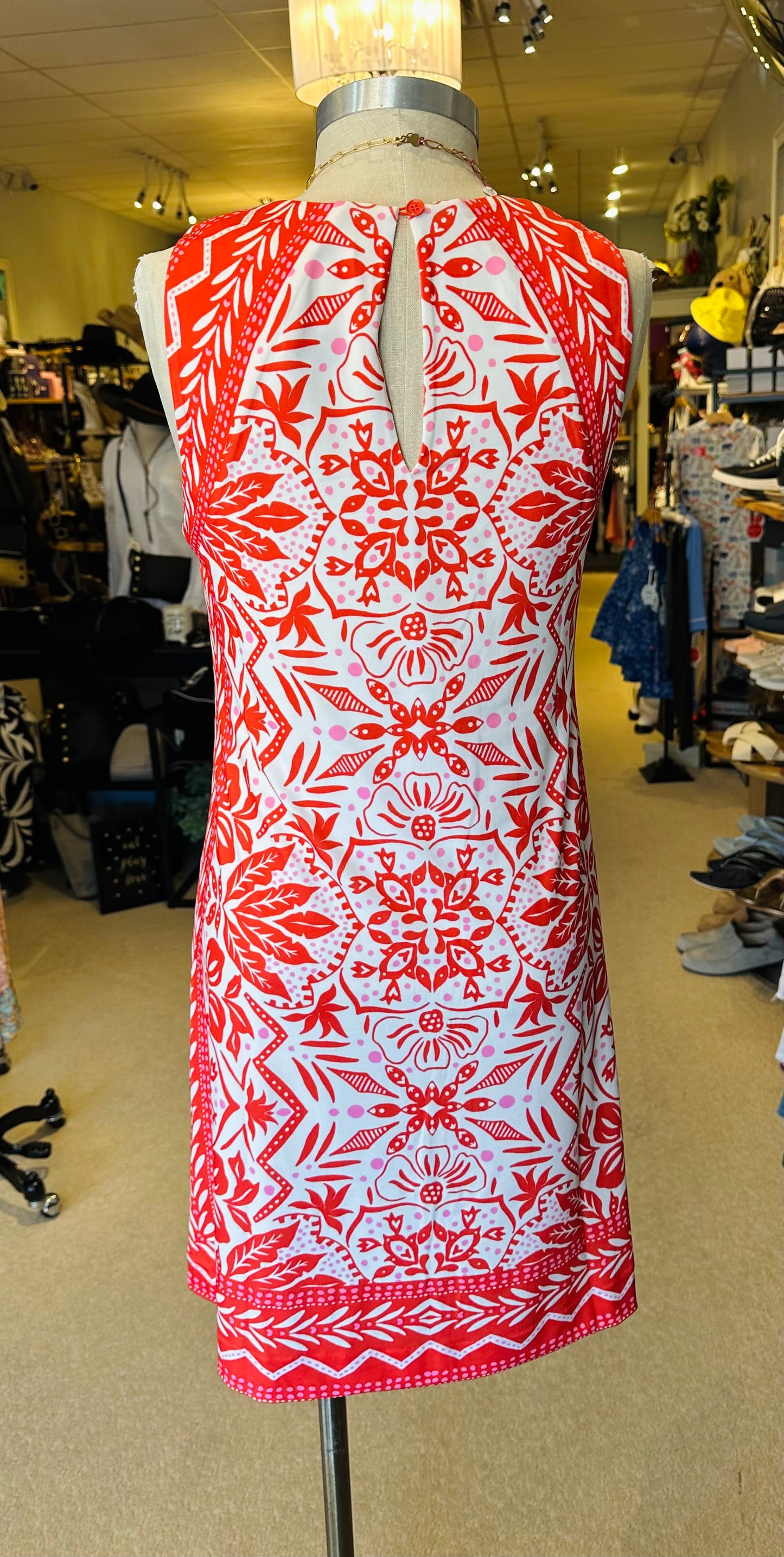 Hale Bob Printed Red Sleeveless Dress
