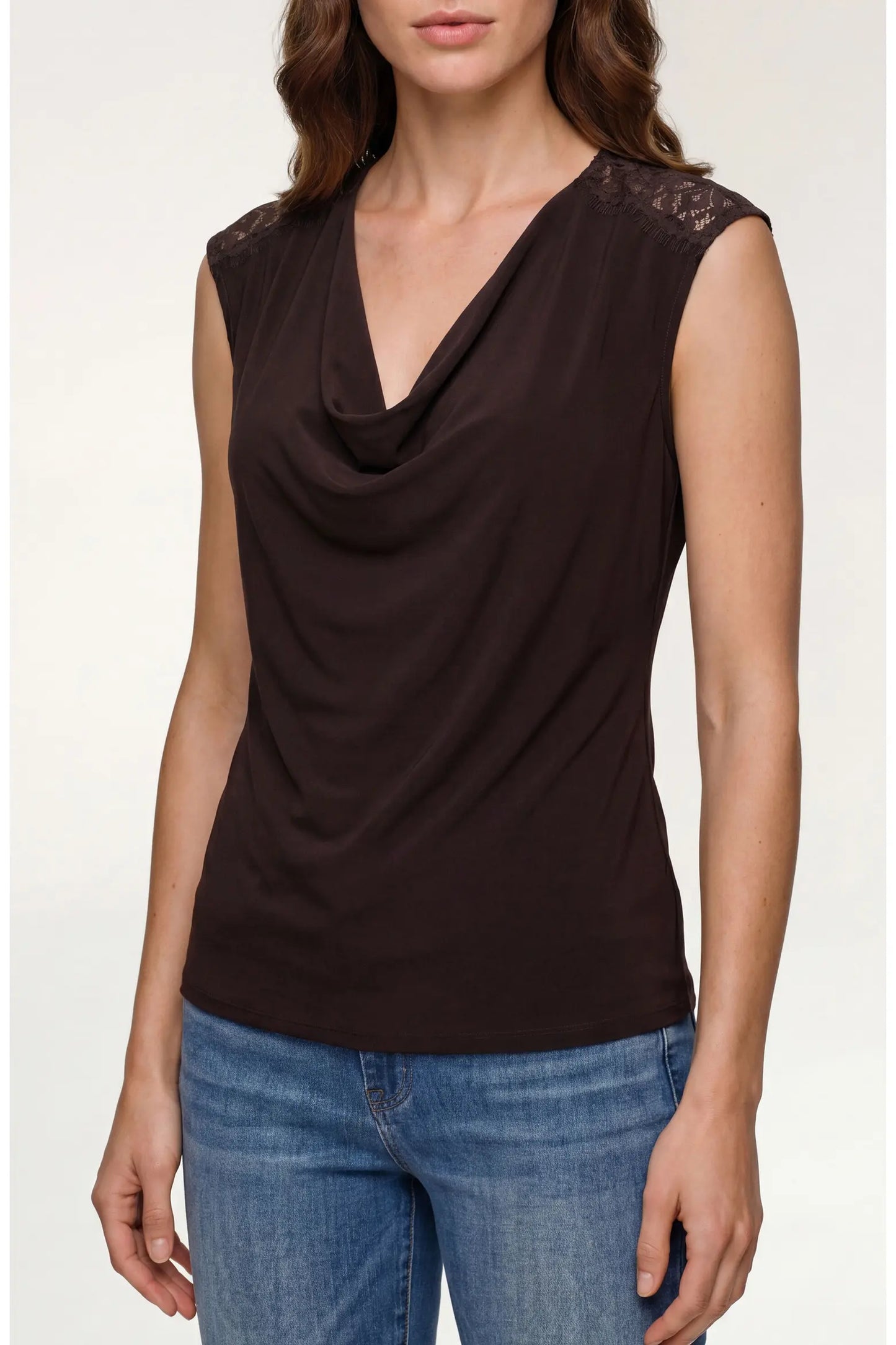 Liverpool Draped Neck Sleeveless Top