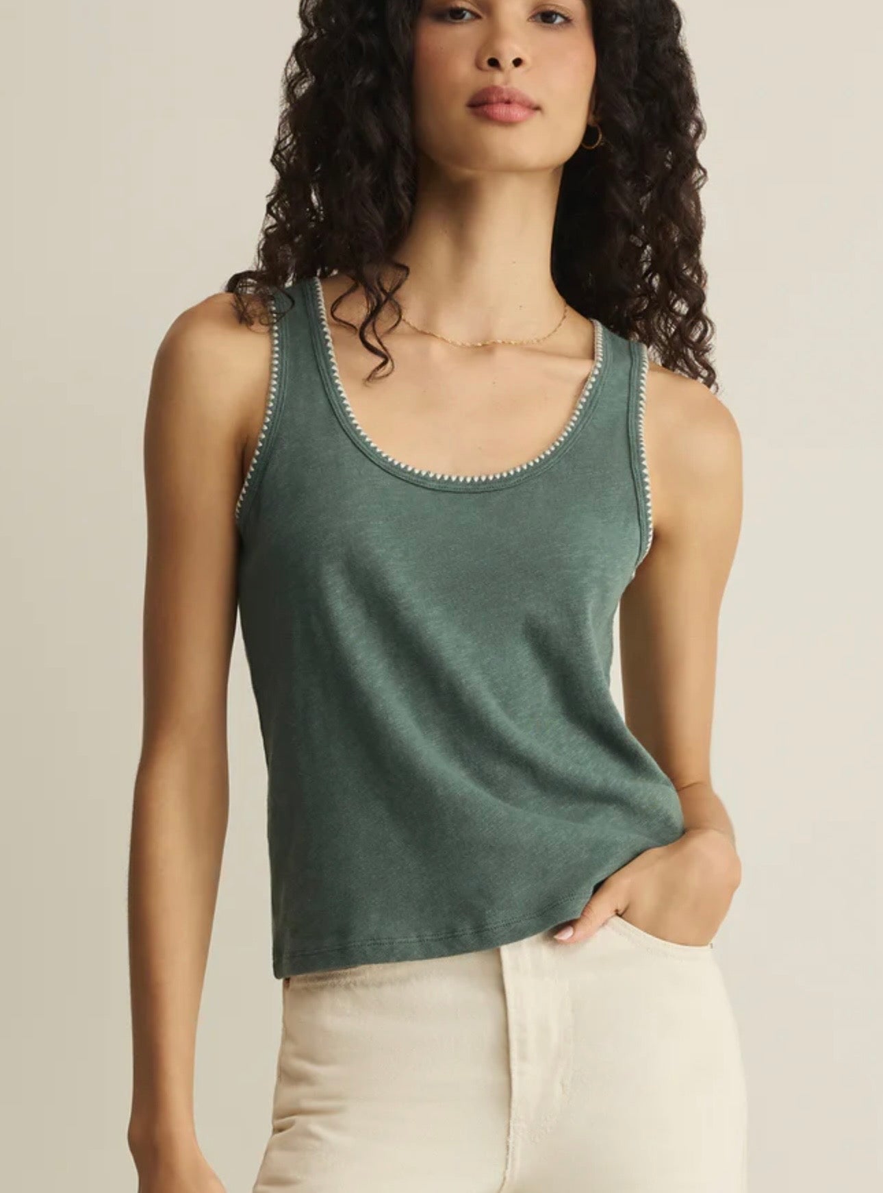 ZSupply Julian Crochet Tank Everglade