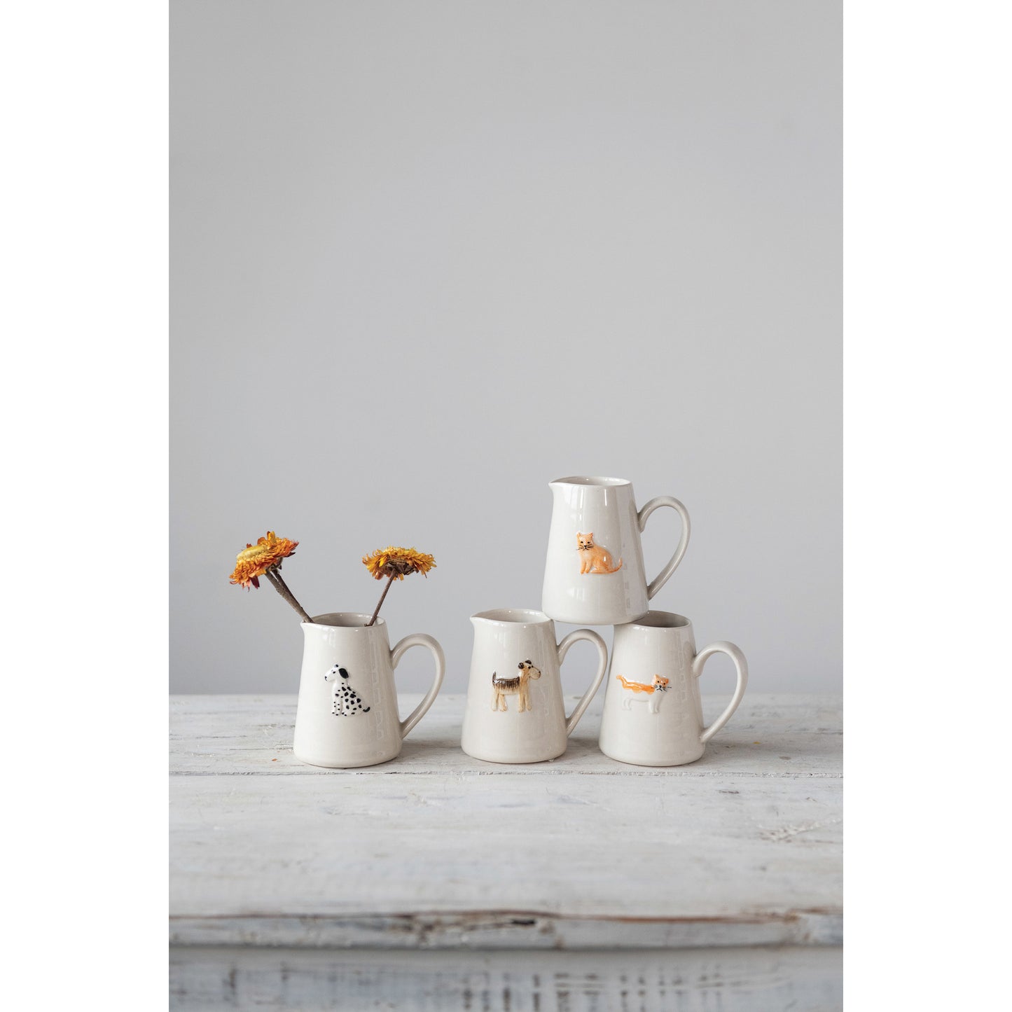 Creative Coop Mini Stoneware Pitchers