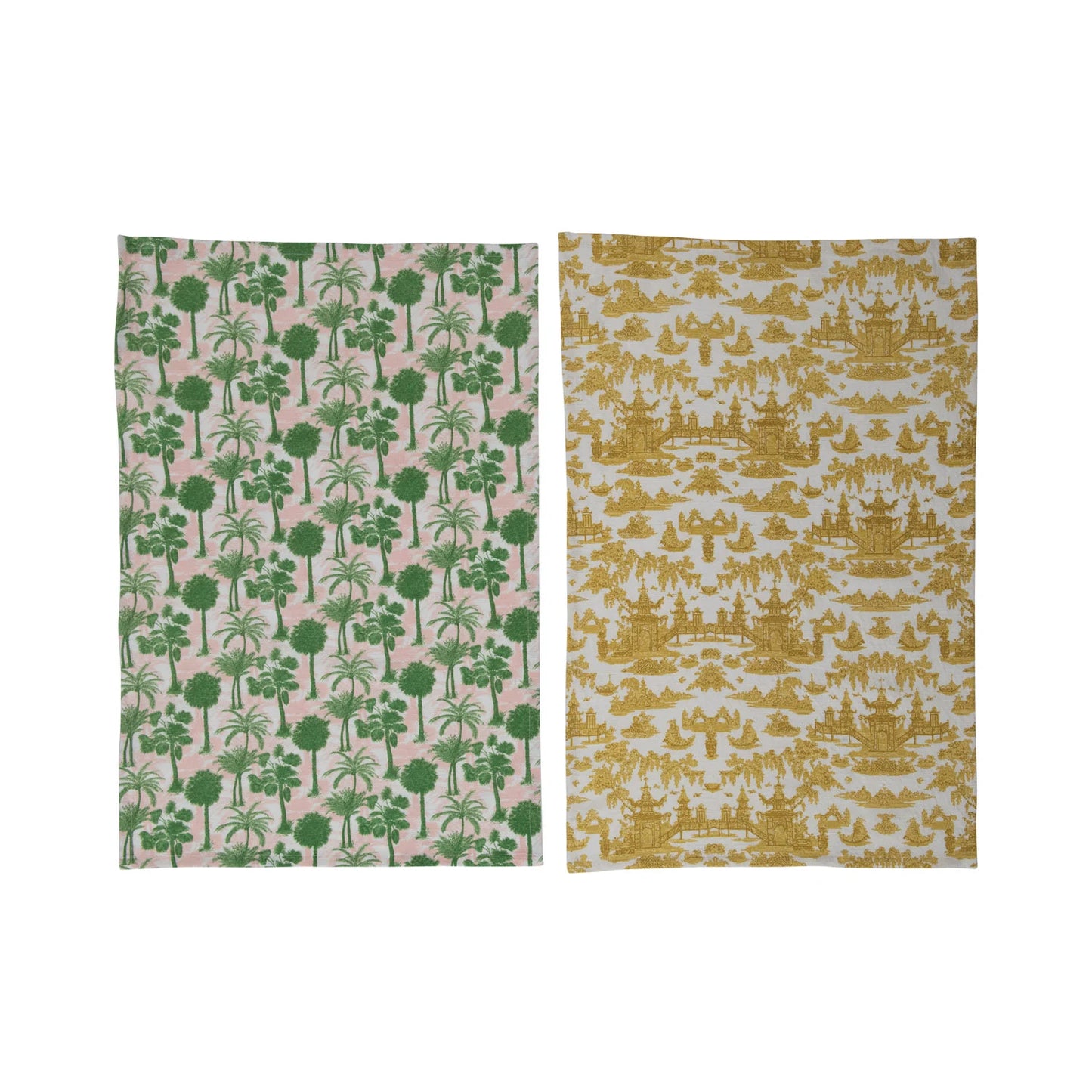 Creative Coop Printed Cotton Tea Towels Set Of Two