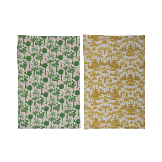 Creative Coop Printed Cotton Tea Towels Set Of Two