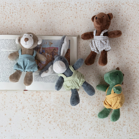 Creative Coop Cotton Animals In Overalls