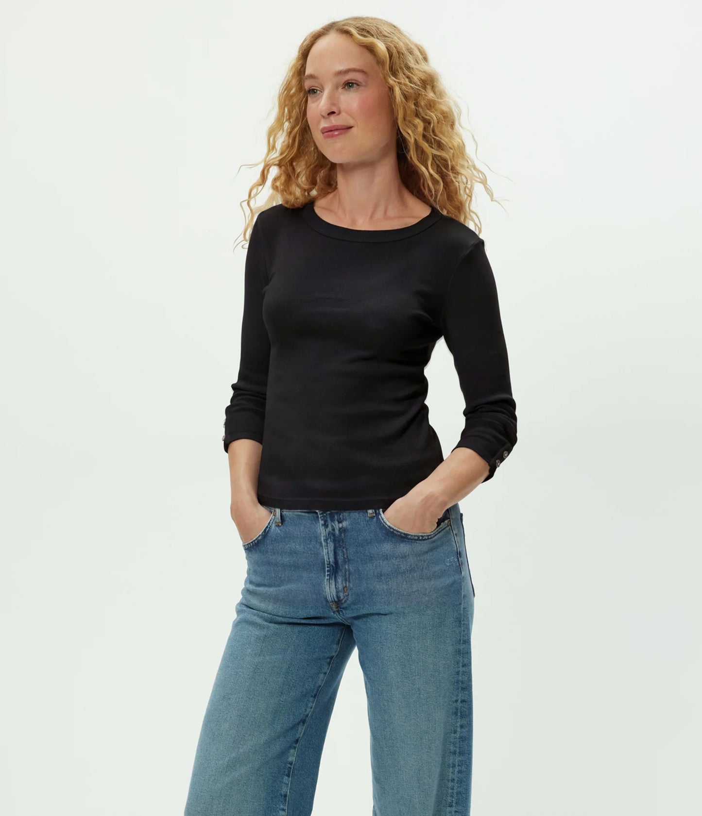 Michael Stars Joyce 3/4 Button Sleeve Tee