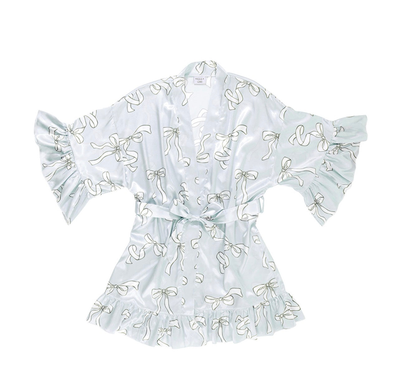 Bella Sleep Spa Satin Robe Blue Bow