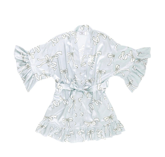Bella Sleep Spa Satin Robe Blue Bow