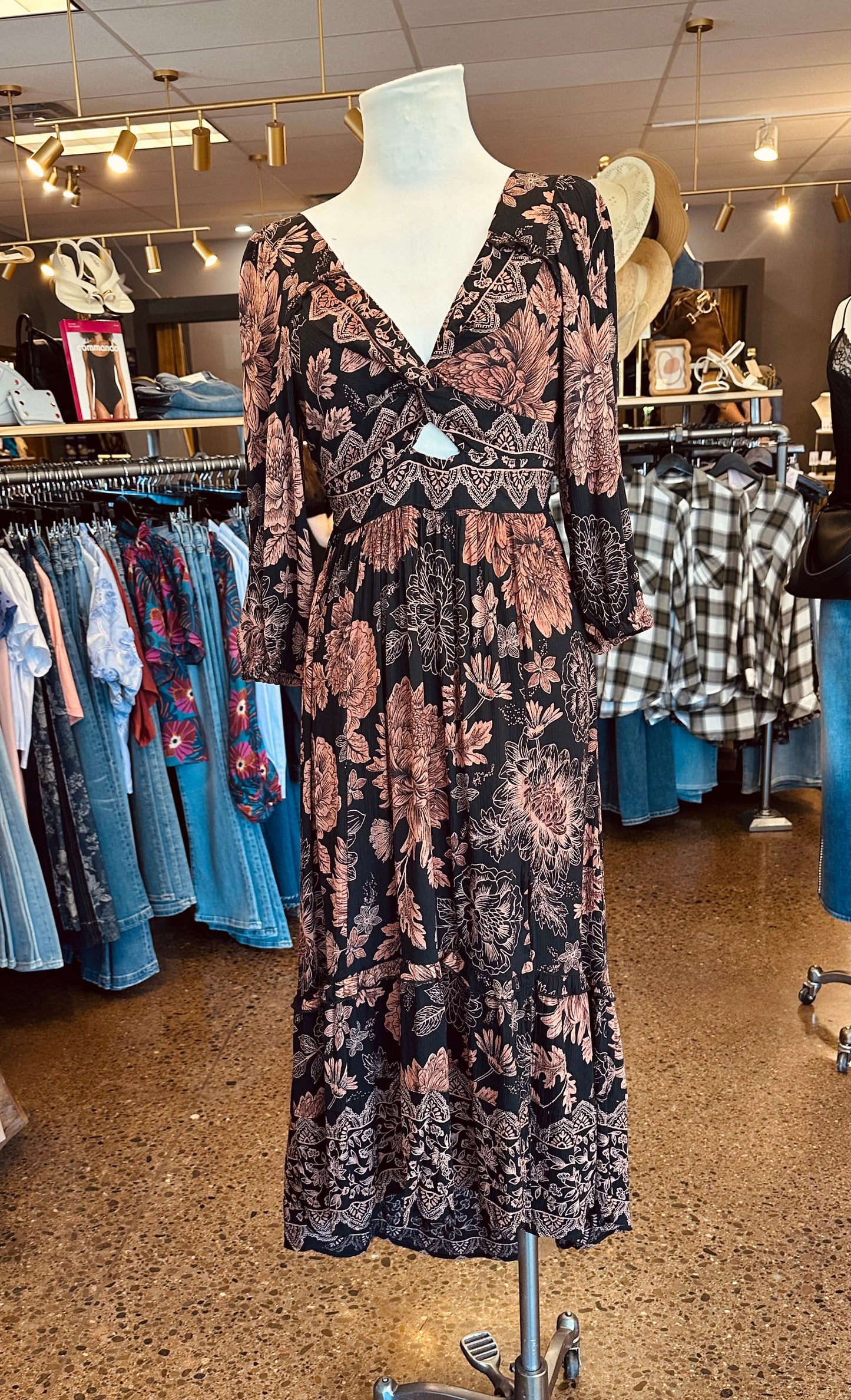 Angie 3/4 Sleeve Autumn Maxi Dress