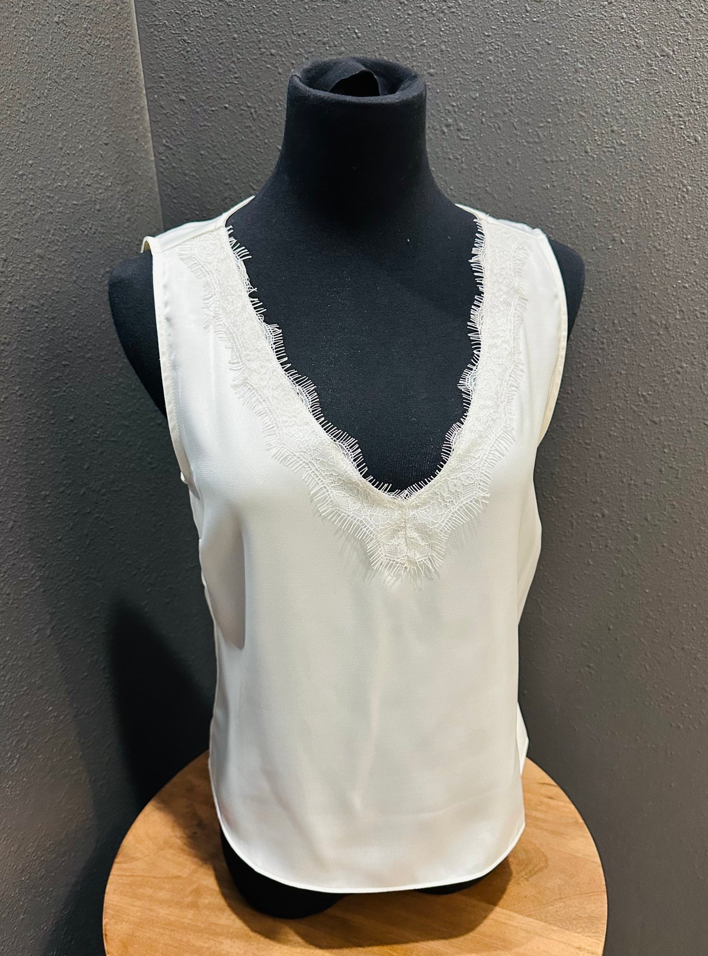 Liverpool V-Neck Woven Lace Trim Tank