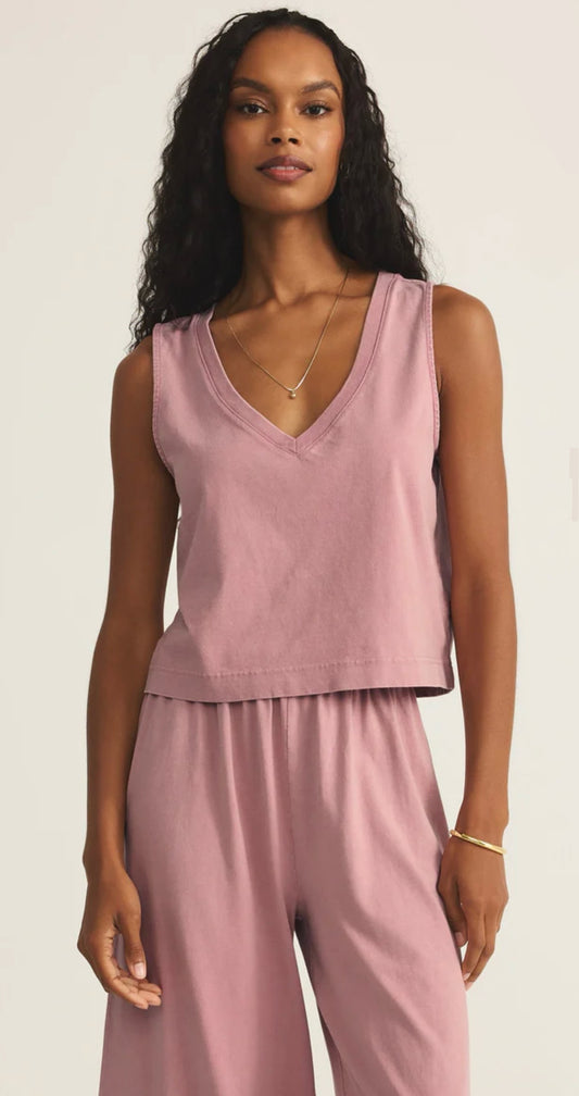 Zsupply Sloane V-Neck Top Pink Smoke