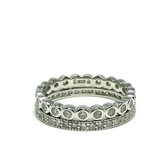 Athena Double Stack Sterling Silver Crystal Rings