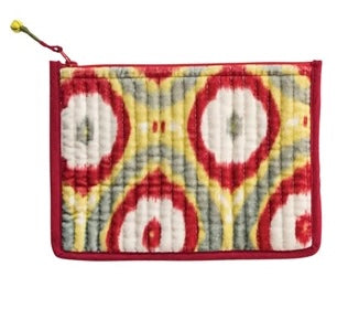 Creative Coop Quilted Cotton Velvet Zip Pouch