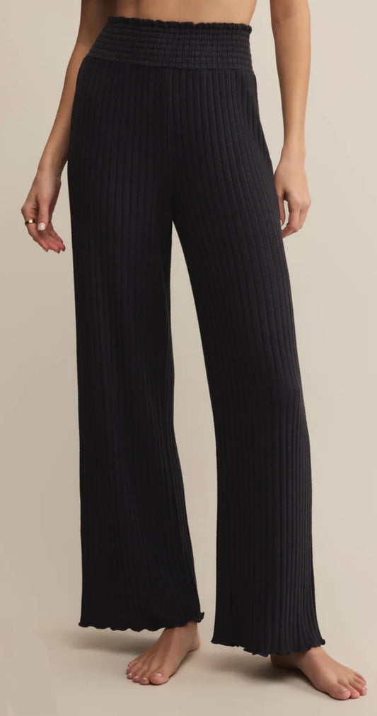 ZSupply Dawn Smocked Rib Pant Black Sand