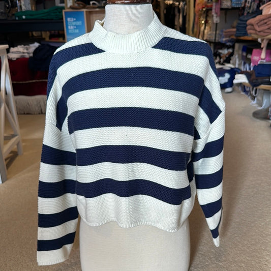 Charlie Paige Striped Cropped Sweater