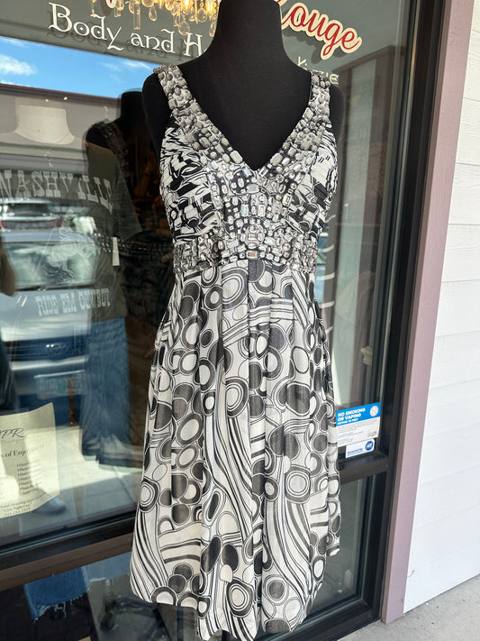 Sue Wong black and white beaded Dress Size 8