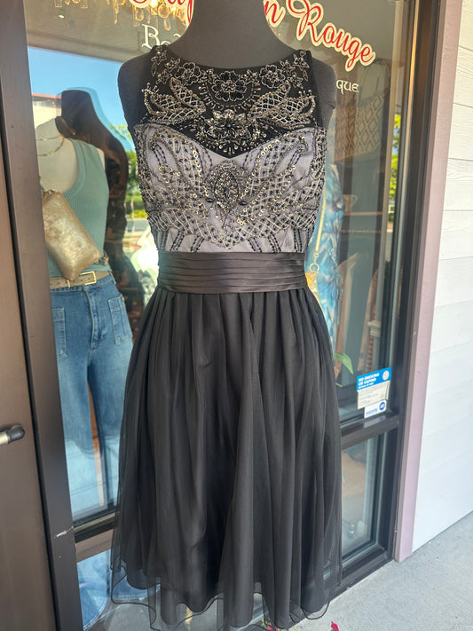 Sue Wong Platinum-Black Dress