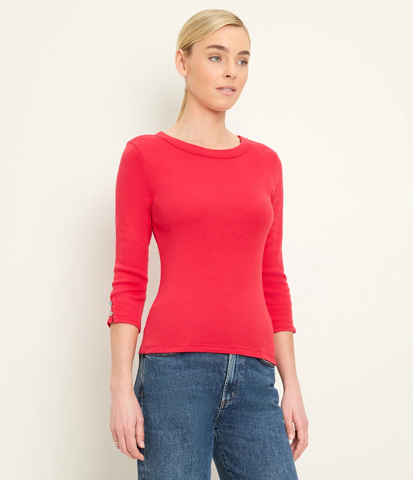 Michael Stars Joyce 3/4 Button Sleeve Tee