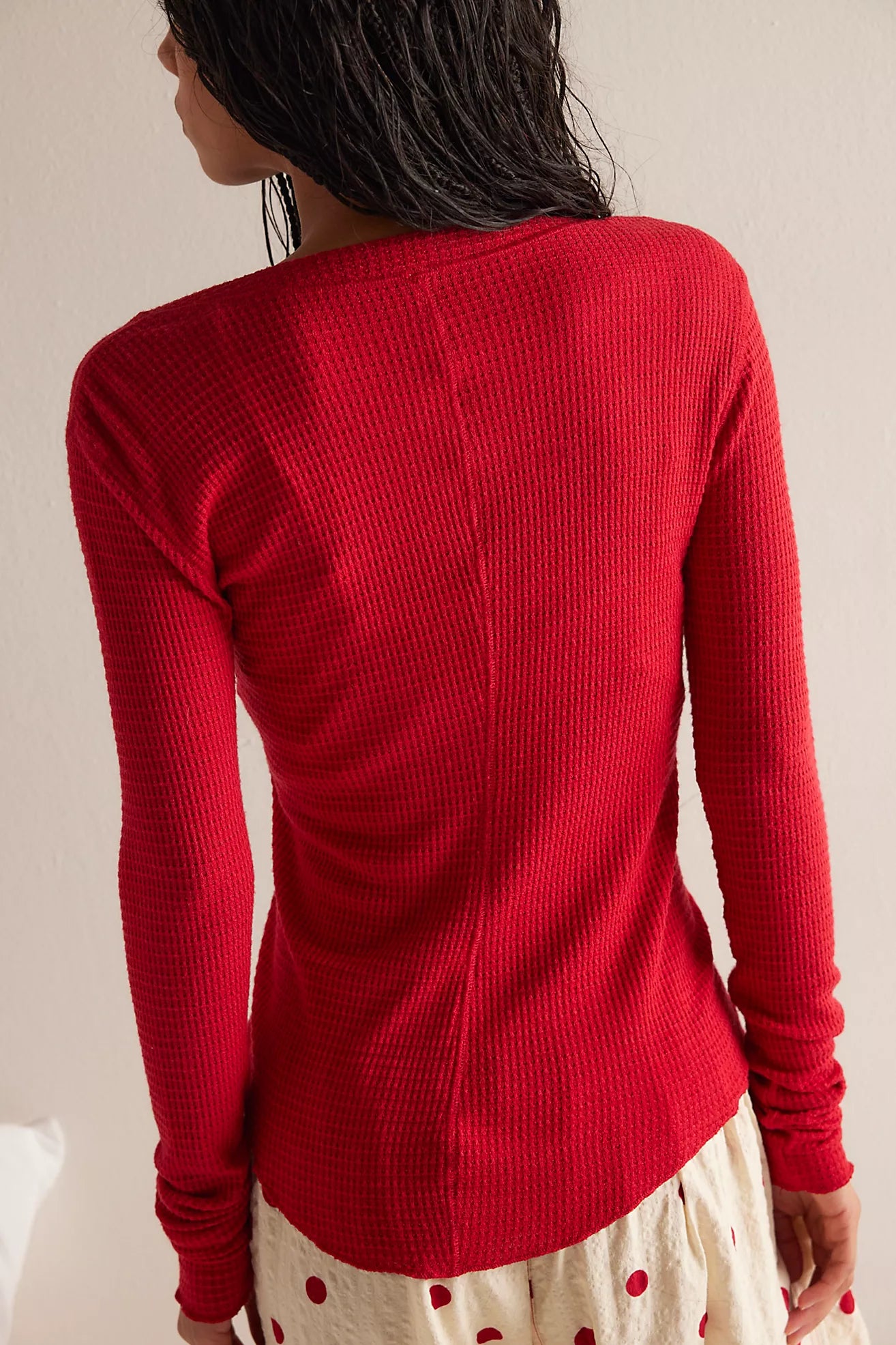 Free People Going Places Button Front Henley Cherry Crush