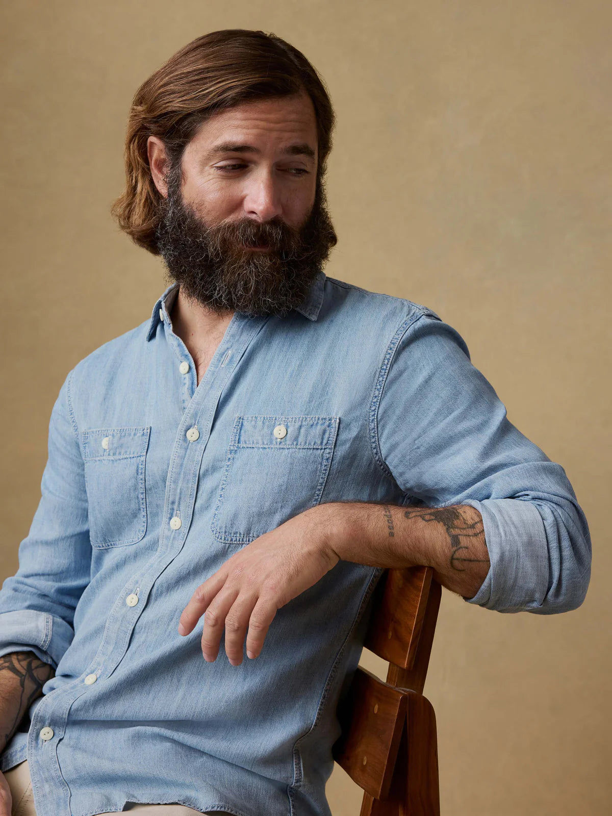 Faherty Men’s The Tried And True Chambray Work Shirt