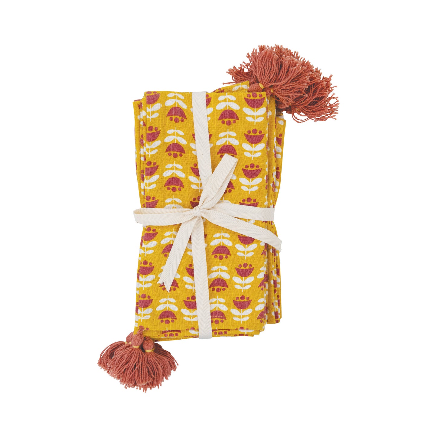 Creative Coop Cotton Napkins W/Tassels Set Of Four