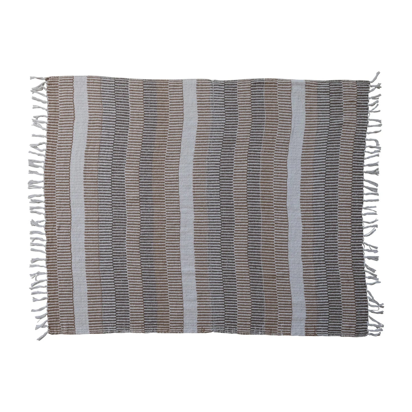 Creative Coop Cotton Throw Blanket Natural Stripe