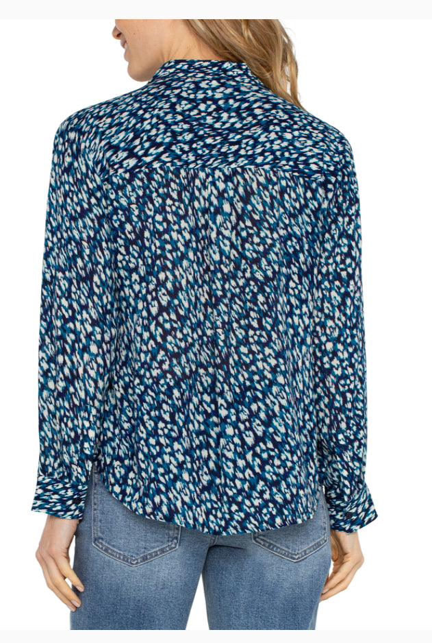 Liverpool Multi Blue Button Up Blouse