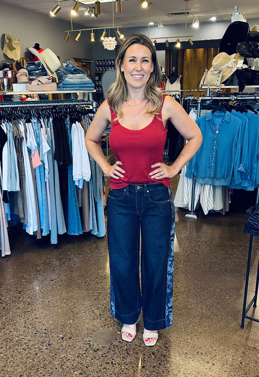 Liverpool Stride Wide Leg with Jacquard Sides