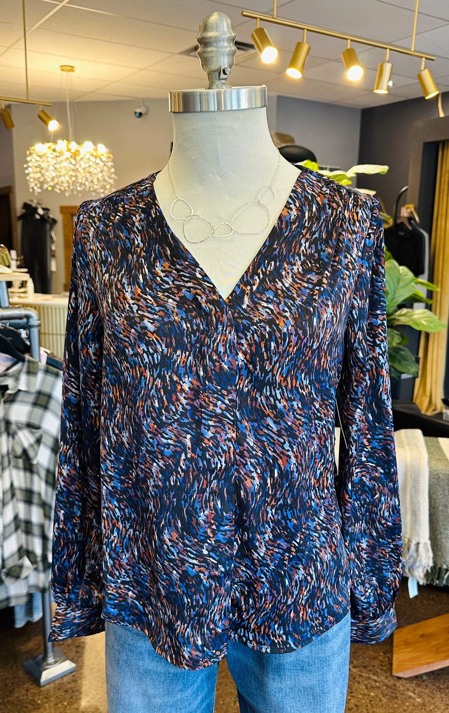 Liverpool Blue Brown Multi L/S Blouse